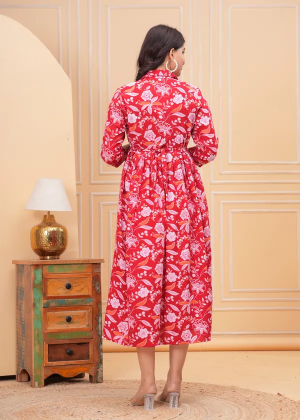 Red_Flower_rayon_maternity_and_feeding_kurti