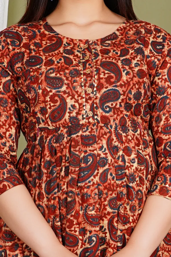 Red_carry_rayon_maternity_and_feeding_kurti