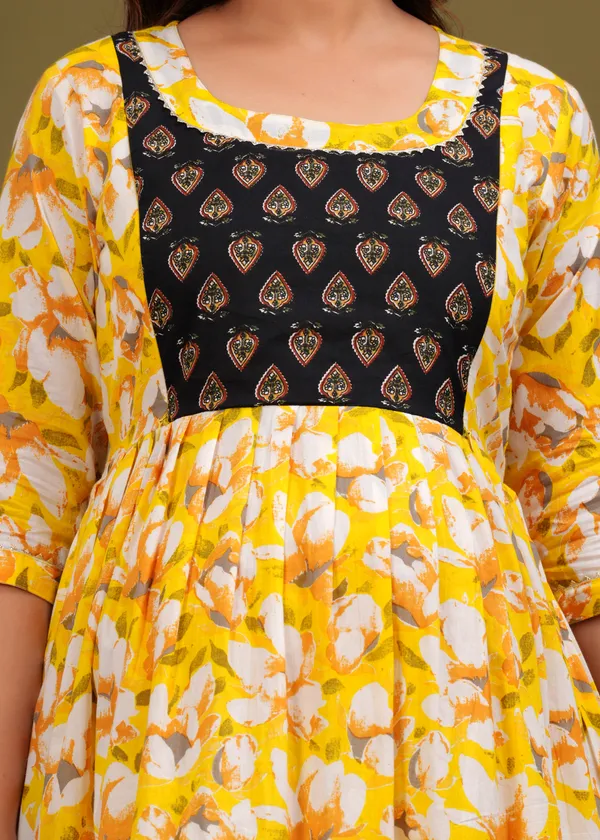 Releasing_yellow_CALF__Lanth__Cotton_Maternity_And_Feeding_Kurti
