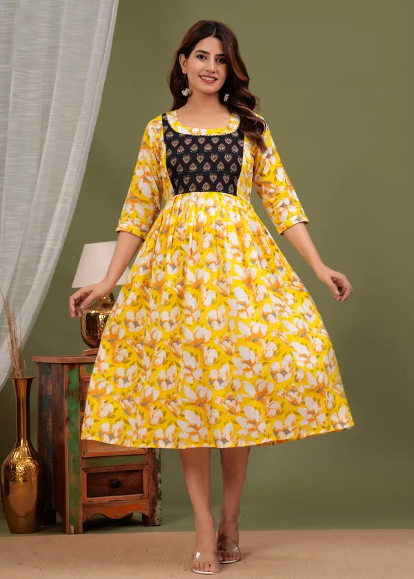 Releasing_yellow_CALF__Lanth__Cotton_Maternity_And_Feeding_Kurti