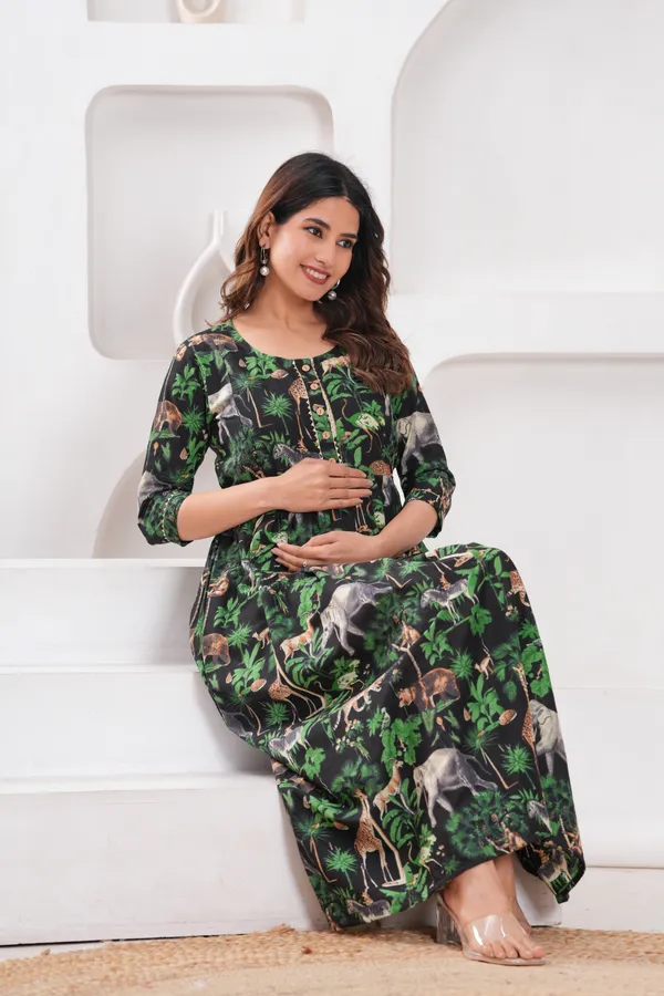 Remjim_green_cotton_maternity_and_feeding_kurti