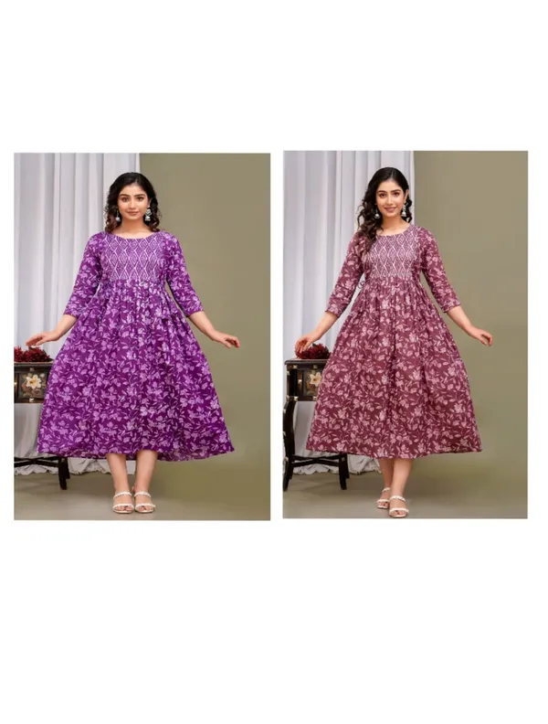 Royal_flower_cotton_maternity_and_feeding_kurti_combo_Of_2
