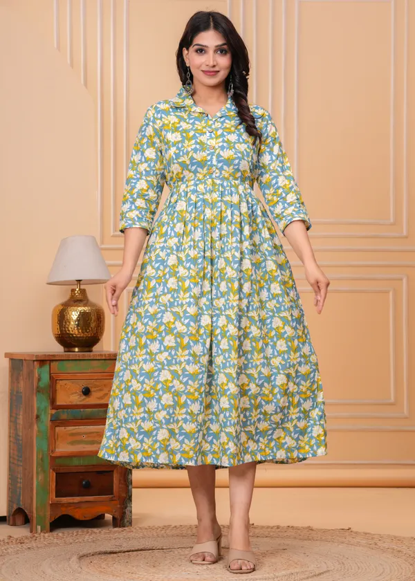Short_flower_cotton_maternity_and_feeding_kurti