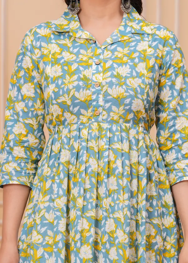 Short_flower_cotton_maternity_and_feeding_kurti