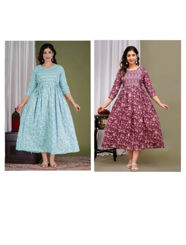 Sky_bloom_cotton_maternity_and_feeding_kurti_Combo_Of_2
