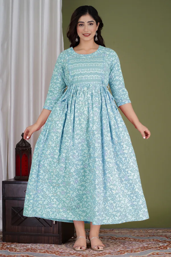 Sky_blue_blossom_cotton_maternity_and_feeding_kurti