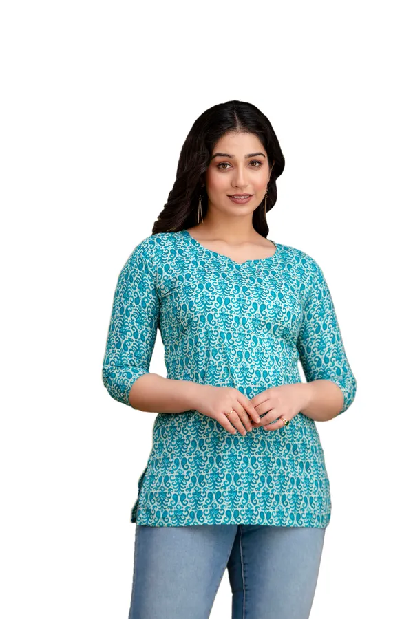 Sky_blue_bubble_cotton_printed_top