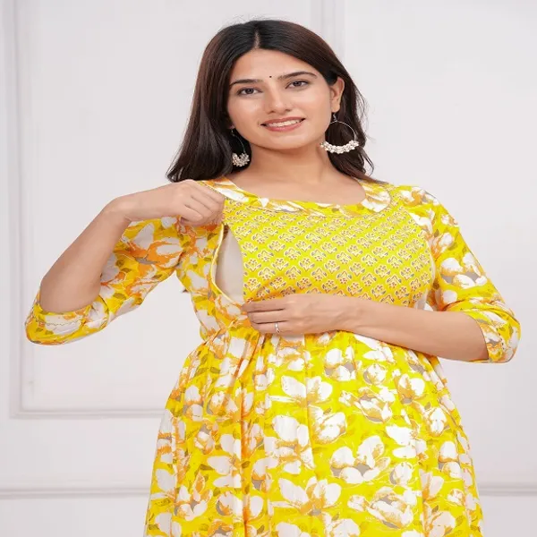 Sweet_corn_combo_Cotton_Printed_Maternity_And_Feeding_Kurti_Combo_Of_2