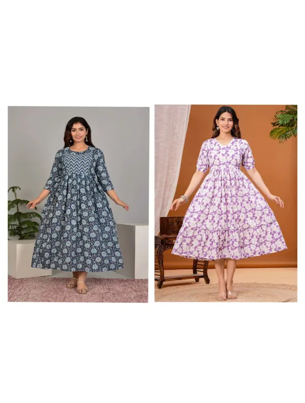 White_in_blue_cotton_maternity_and_feeding_kurti_combo_Of_2