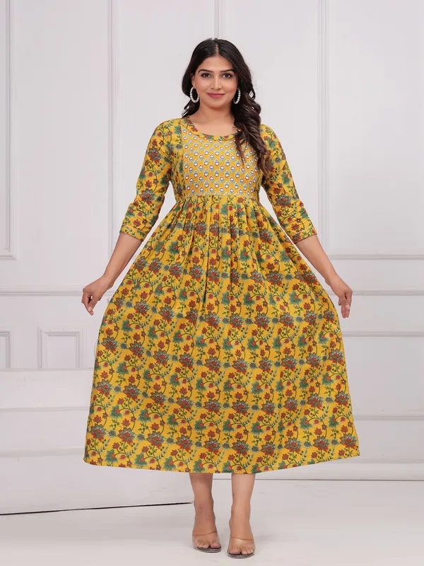 Yellow_chidi_cotton_maternity_and_feeding_kurti