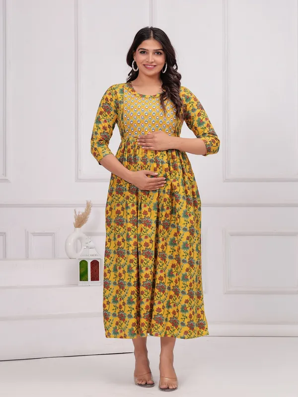 Yellow_chidi_cotton_maternity_and_feeding_kurti