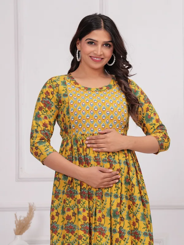 Yellow_chidi_cotton_maternity_and_feeding_kurti