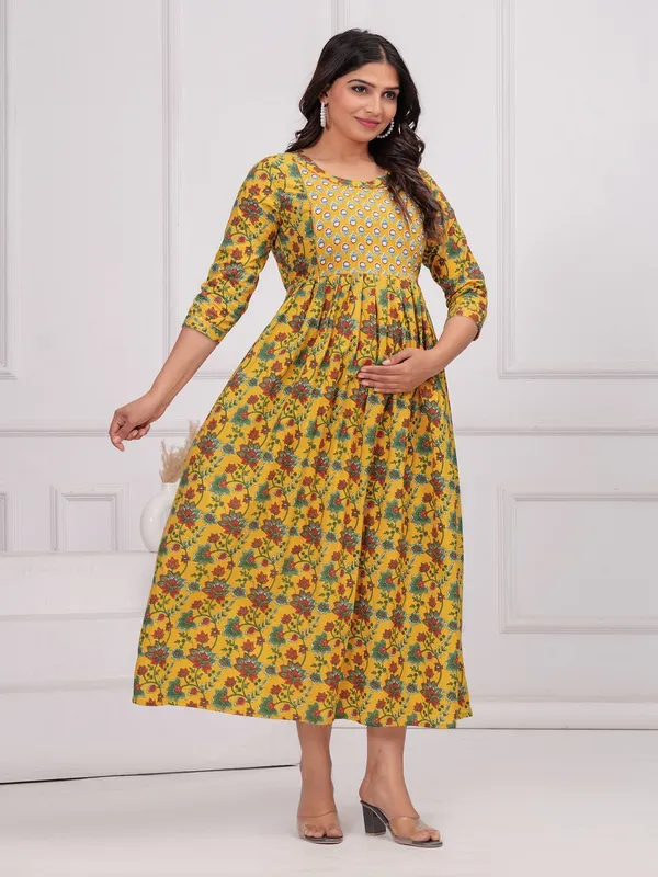 Yellow_chidi_cotton_maternity_and_feeding_kurti