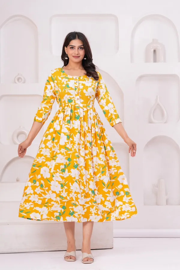 Yellow_patkha_rayon_maternity_and_feeding_kurti