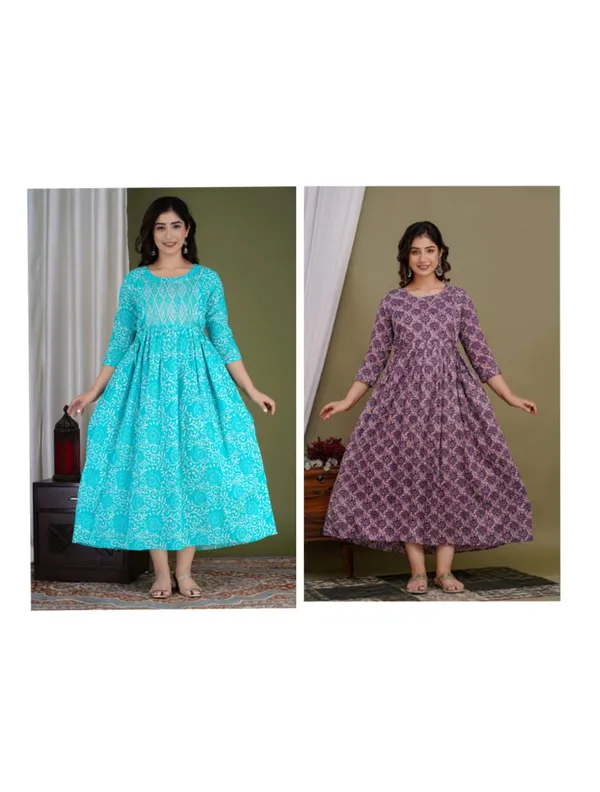 Ziczaking_paan_cotton_maternity_And_feeding_kurti_Combo_Of_2