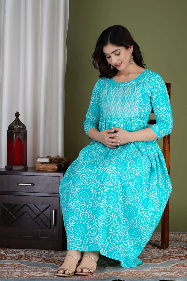 Ziczaking_paan_cotton_maternity_And_feeding_kurti_Combo_Of_2
