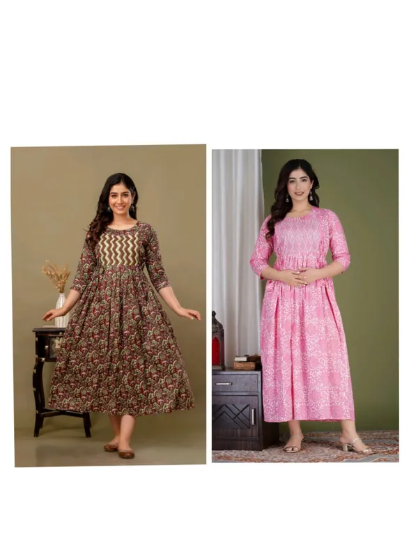 zik_leher_cotton_maternity_and_feeding_kurti_Combo_Of_2