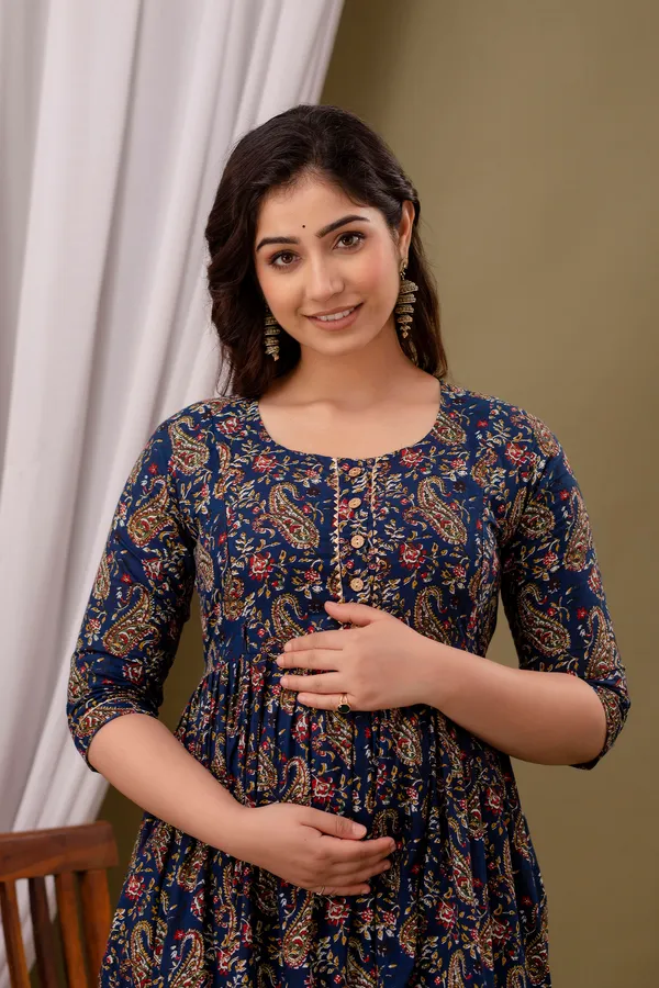 Blue_Maternity_And_Feeding_Kurti