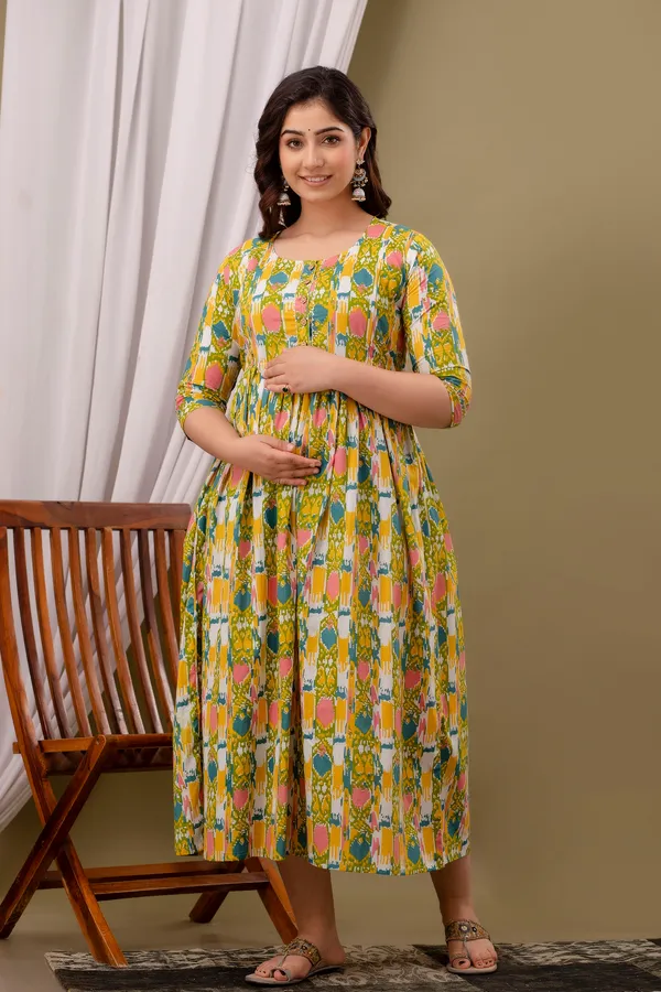 Yellow_Floral_Maternity_And_Feeding_Gown_By_Nevisha_Style