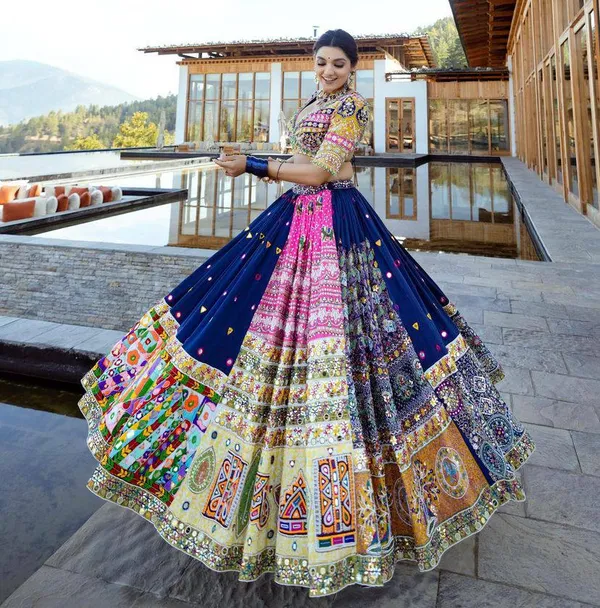 Blue_And_Pink_Designer_Lehngha_Real_Mirror_Work_With_Dupatta_And__Blouse_Piece