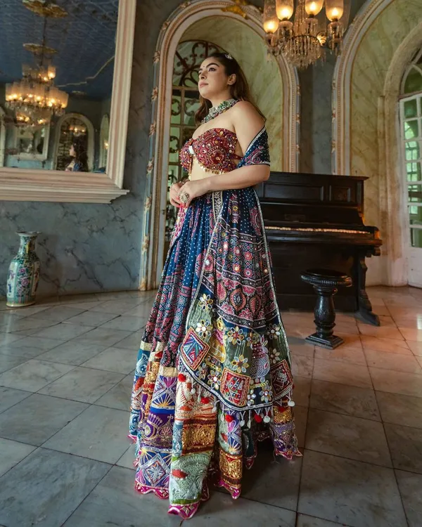 Blue_And_Red_Designer_Lehngha_Real_Mirror_Work_With_Dupatta_And__Blouse_Piece