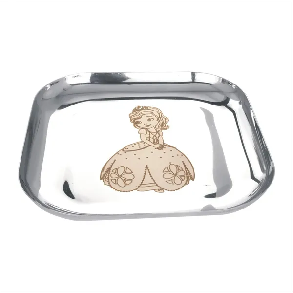 Grey_Square_Stainless_Steel_Baby_Dinner_Set__6_Piece_Dinner_Set_Bowl_Sweet_Dish_(Halwa_Plate)_Glass_Spoon_Plate_(Kids_Set_Laser_Printed_For_Girls)