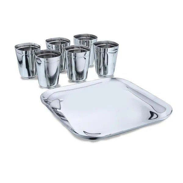 Grey_Stainless_Steel_Drinking_Glass_With_Serving_Tray