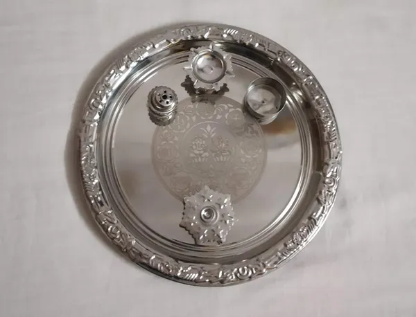 Multi_Silver_Stainless_Steel_Laser_Printed_Puja_Thali_12_Inches_Made_In_India