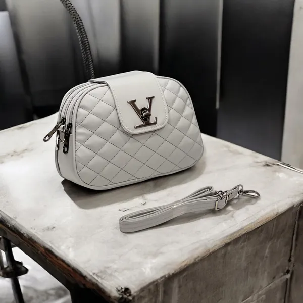 Fine Design Grey Astonishing Embroidered Sling Bag Premium PU