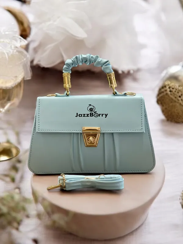 Sling Designer Leather Satchel Fine Design Skyblue Solid Designer