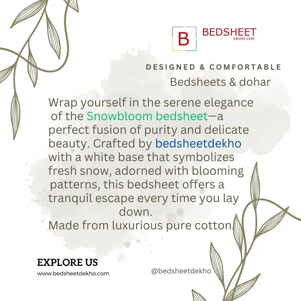 380_TC_King_Size_100%_Cotton_Bedsheet_With_Two_Pillow_Covers_/_Snowbloom_print_bedsheet_-_275_X_275_cm_(King_size)