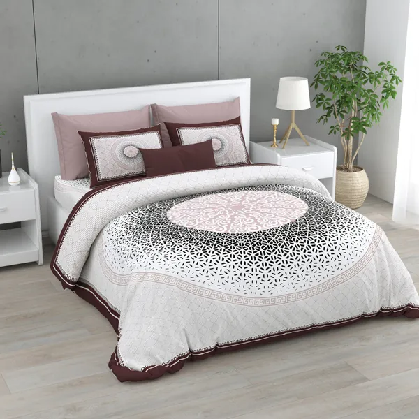 380_TC_King_Size_100%_Cotton_Bedsheet_With_Two_Pillow_Covers_/_Snowbloom_print_bedsheet_-_275_X_275_cm_(King_size)