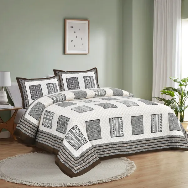 380_TC_King_Size_100%_Cotton_Bedsheet_With_Two_Pillow_Covers_/_Snowbloom_print_bedsheet_-_275_X_275_cm_(King_size)