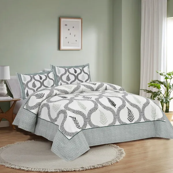 380_TC_King_Size_100%_Cotton_Bedsheet_With_Two_Pillow_Covers_/_Snowbloom_print_bedsheet_-_275_X_275_cm_(King_size)