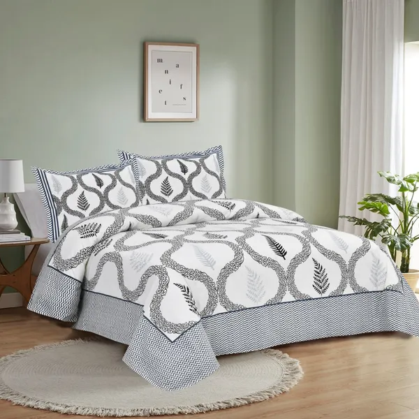 380_TC_King_Size_100%_Cotton_Bedsheet_With_Two_Pillow_Covers_/_Snowbloom_print_bedsheet_-_275_X_275_cm_(King_size)