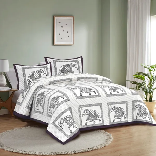380_TC_King_Size_100%_Cotton_Bedsheet_With_Two_Pillow_Covers_/_Snowbloom_print_bedsheet_-_275_X_275_cm_(King_size)