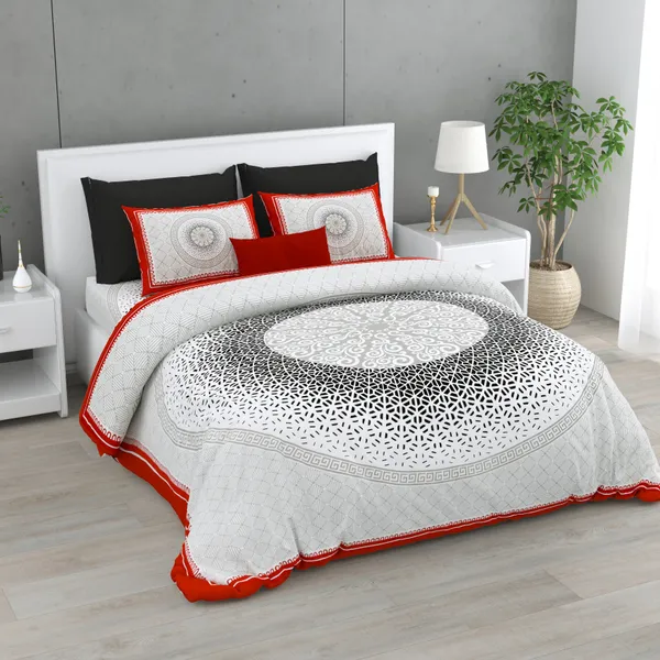 380_TC_King_Size_100%_Cotton_Bedsheet_With_Two_Pillow_Covers_/_Snowbloom_print_bedsheet_-_275_X_275_cm_(King_size)