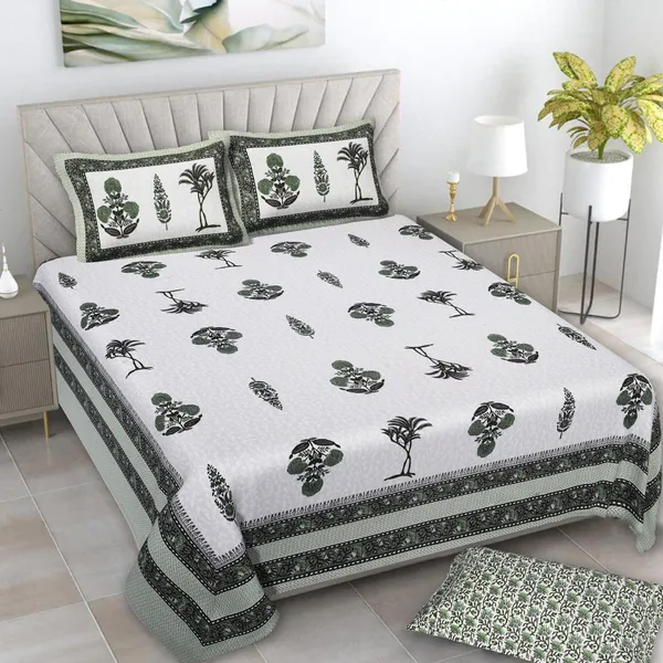 380_TC_King_Size_100%_Cotton_Bedsheet_With_Two_Pillow_Covers_/_handblock_print_bedsheet_-_275_X_275_cm_(King_size)
