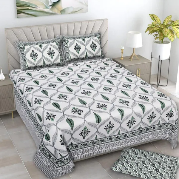 380_TC_King_Size_100%_Cotton_Bedsheet_With_Two_Pillow_Covers_/_handblock_print_bedsheet_-_275_X_275_cm_(King_size)