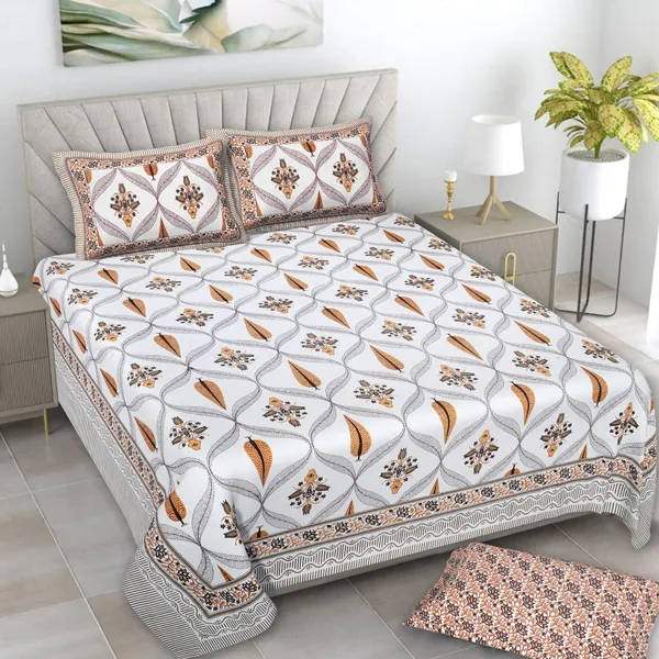 380_TC_King_Size_100%_Cotton_Bedsheet_With_Two_Pillow_Covers_/_handblock_print_bedsheet_-_275_X_275_cm_(King_size)