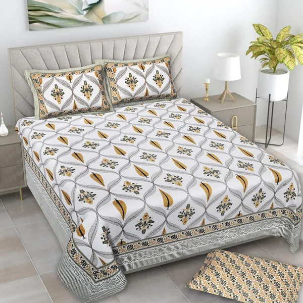380_TC_King_Size_100%_Cotton_Bedsheet_With_Two_Pillow_Covers_/_handblock_print_bedsheet_-_275_X_275_cm_(King_size)