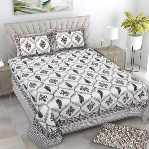 380_TC_King_Size_100%_Cotton_Bedsheet_With_Two_Pillow_Covers_/_handblock_print_bedsheet_-_275_X_275_cm_(King_size)