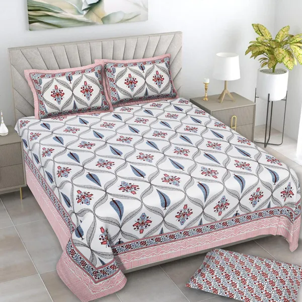 380_TC_King_Size_100%_Cotton_Bedsheet_With_Two_Pillow_Covers_/_handblock_print_bedsheet_-_275_X_275_cm_(King_size)