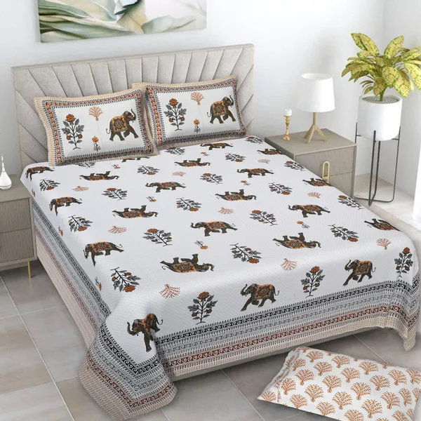 380_TC_King_Size_100%_Cotton_Bedsheet_With_Two_Pillow_Covers_/_handblock_print_bedsheet_-_275_X_275_cm_(King_size)