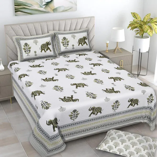 380_TC_King_Size_100%_Cotton_Bedsheet_With_Two_Pillow_Covers_/_handblock_print_bedsheet_-_275_X_275_cm_(King_size)