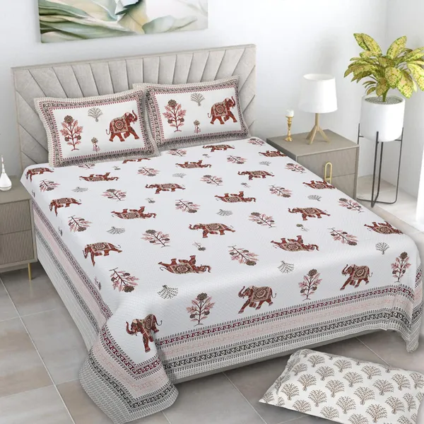 380_TC_King_Size_100%_Cotton_Bedsheet_With_Two_Pillow_Covers_/_handblock_print_bedsheet_-_275_X_275_cm_(King_size)
