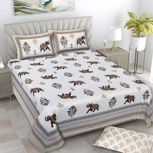 380_TC_King_Size_100%_Cotton_Bedsheet_With_Two_Pillow_Covers_/_handblock_print_bedsheet_-_275_X_275_cm_(King_size)