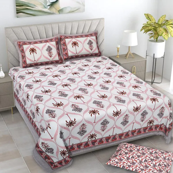 380_TC_King_Size_100%_Cotton_Bedsheet_With_Two_Pillow_Covers_/_handblock_print_bedsheet_-_275_X_275_cm_(King_size)