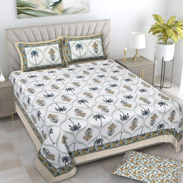 380_TC_King_Size_100%_Cotton_Bedsheet_With_Two_Pillow_Covers_/_handblock_print_bedsheet_-_275_X_275_cm_(King_size)