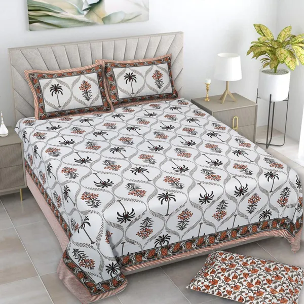 380_TC_King_Size_100%_Cotton_Bedsheet_With_Two_Pillow_Covers_/_handblock_print_bedsheet_-_275_X_275_cm_(King_size)